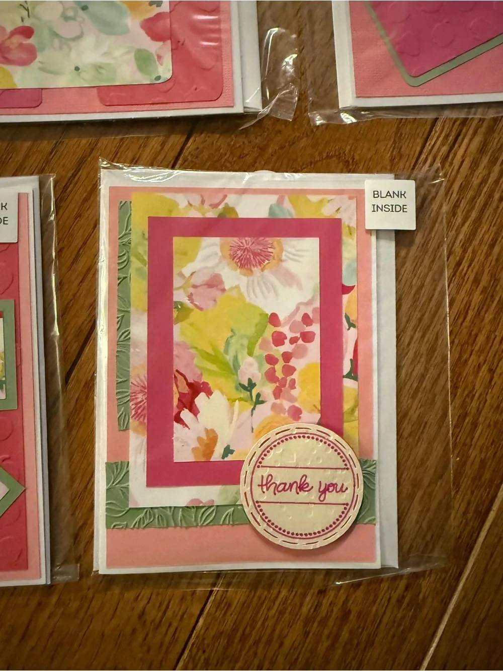 🌸 Handmade Floral Thank You Cards – Blank Inside – One-of-a-Kind Greeting Card